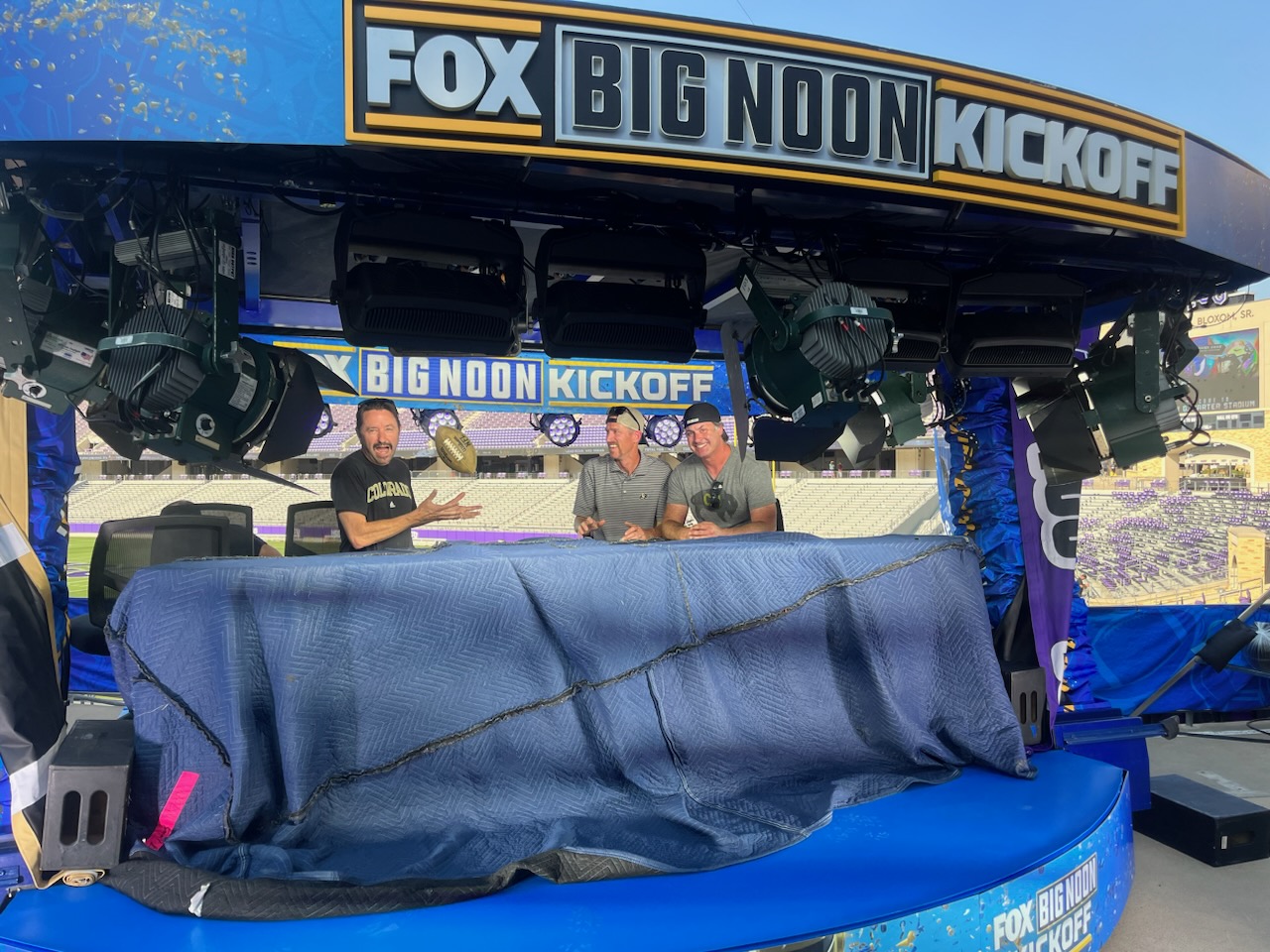 One Buff Solutions team inside the FOX Big Noon Kickoff set during Colorado’s road game at TCU